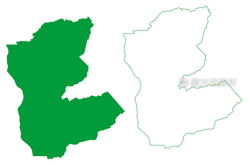 帕拉姆布市(Ceará state, municipality of Brazil, federal Republic of Brazil)地图矢量插图，随手画帕拉姆布地图